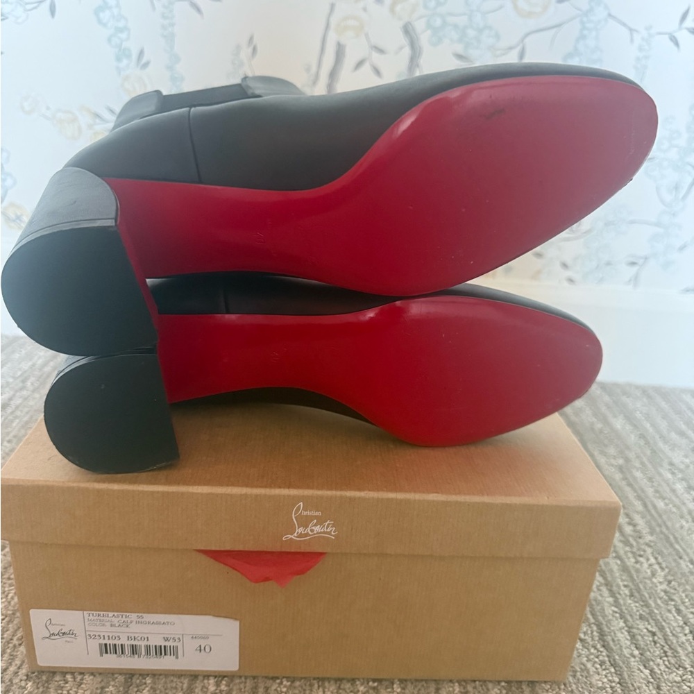 Christian Louboutin Black Heeled Boots with Red Soles